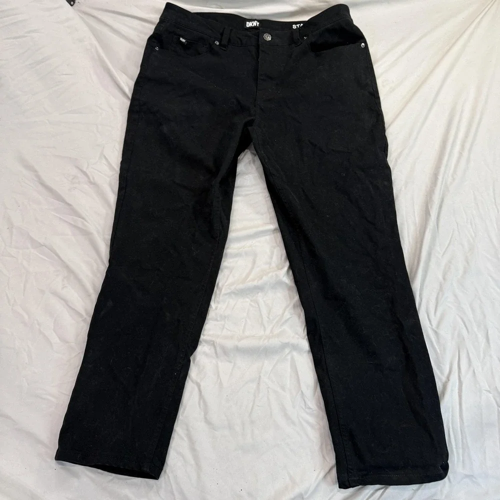 DKNY Jeans Mens 36x29 Black Stanton Slim Fit Straight Stretch Denim Pants